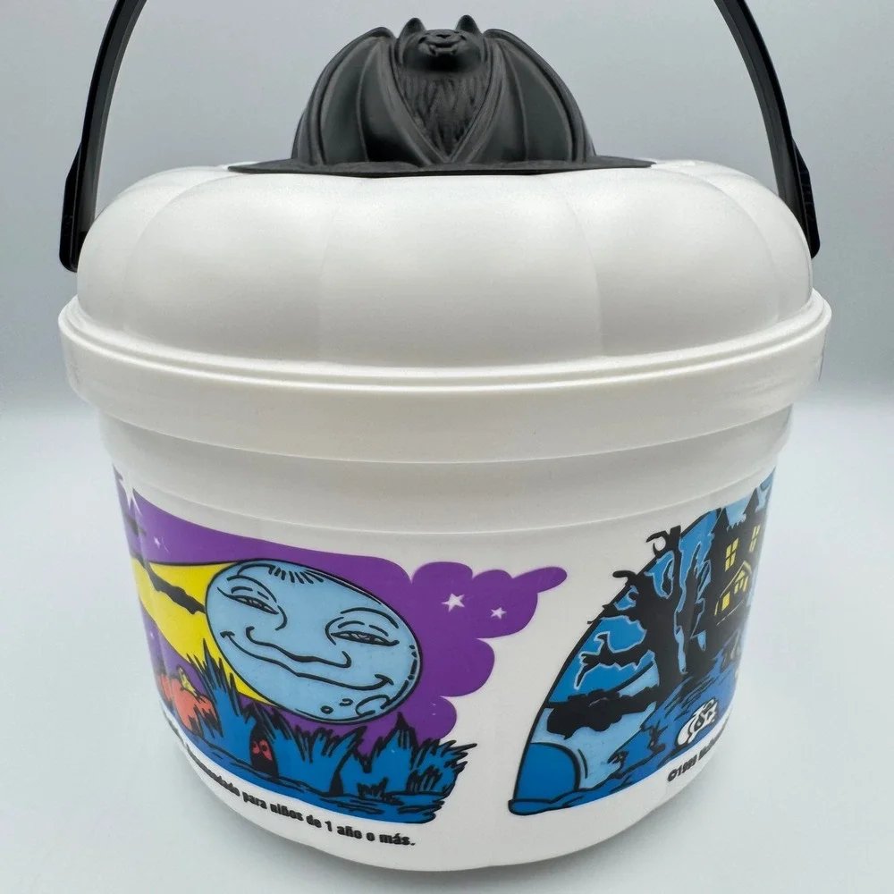Vintage 1993 McDonalds Halloween Bucket Pail Bat Lid Ronald‎ Grimace Hamburglar